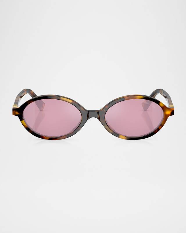 Mirrored Acetate Oval Sunglasses